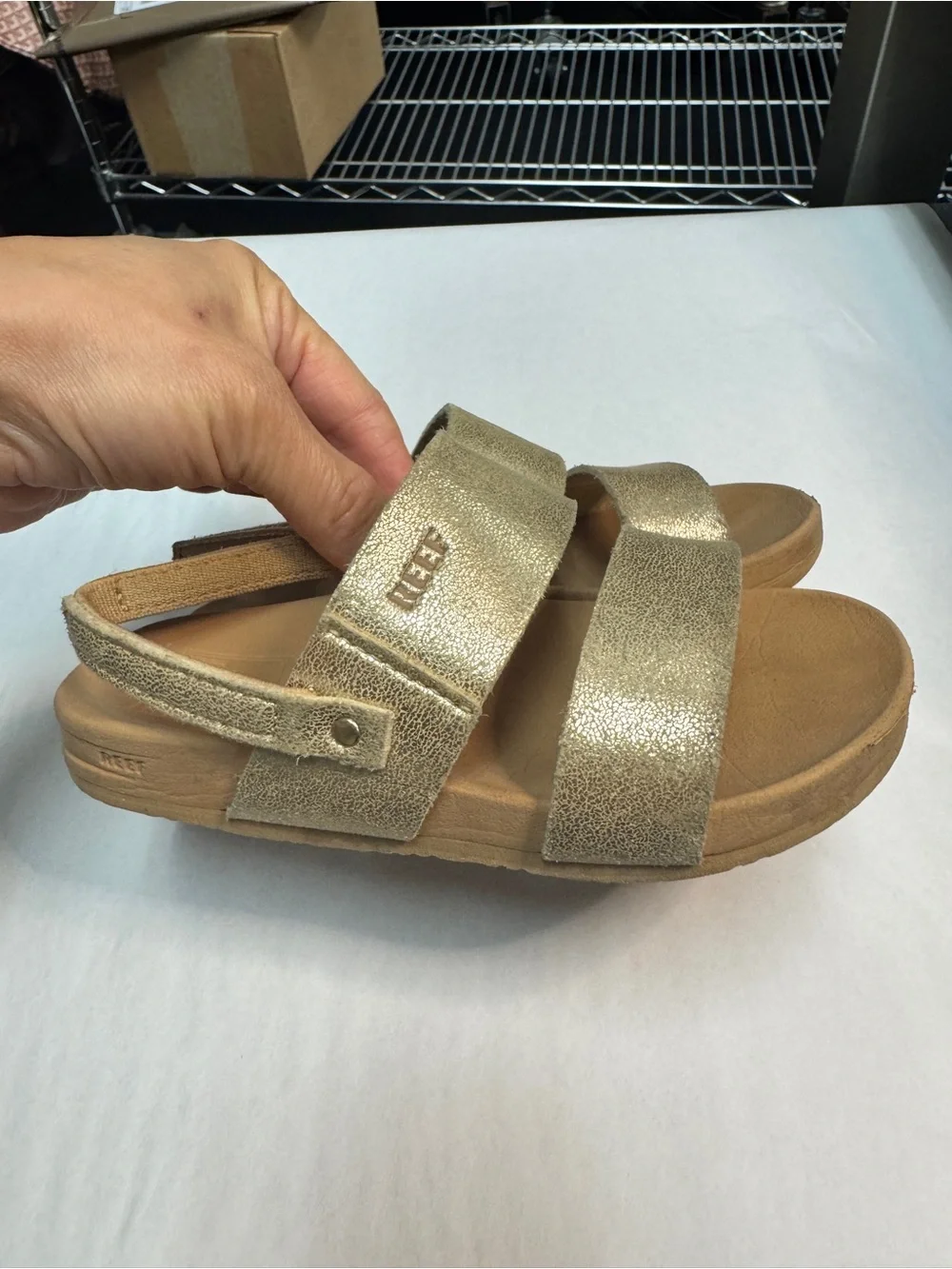 Reef Kids Metallic Gold Double-Strap Sandals